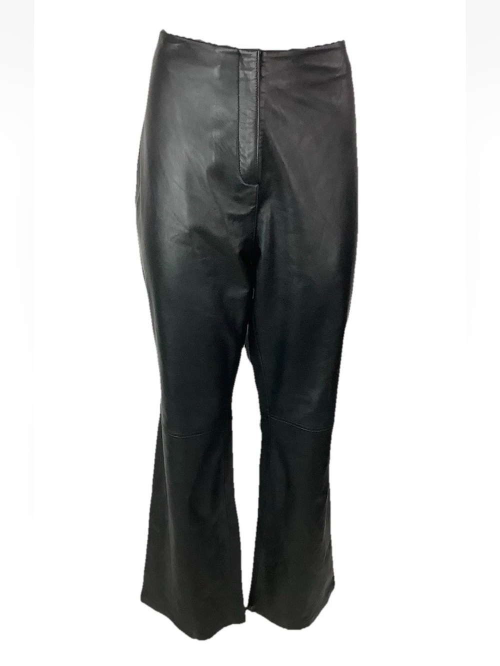 Worthington Women's Sz 14 100% Leather Wide Leg Flare Leg Biker Pants Black